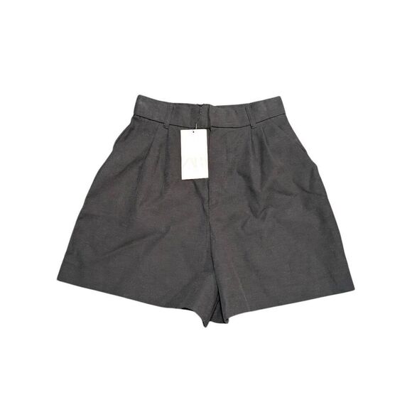 NWT Zara Women's High-Waisted Pleated Shorts Black XS - Picture 1 of 6